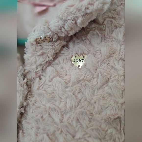 JUICY COUTURE PLUSH DRESS PeaCOAT Blush Pink Girls 7 - Picture 2 of 5
